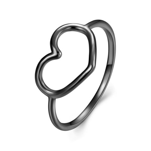 Anillo en forma de corazón negro estilo Pandora - SCR641-D