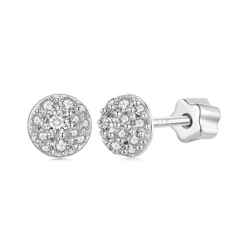 Pendientes de moissanita con forma de hemisferio estilo PANDORA (con un certificado) - MSE057