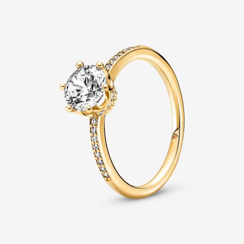 Anillo solitario PANDORA Clear Sparkling Crown - 168289C01