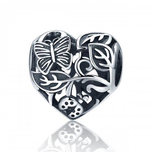 Charm de jardín de plata estilo Pandora con diseño de lluvia - SCC155