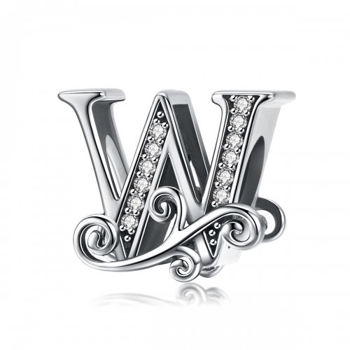 Charm de letra P con pavé brillante y diseño de flor al estilo Pandora - BSC030-P