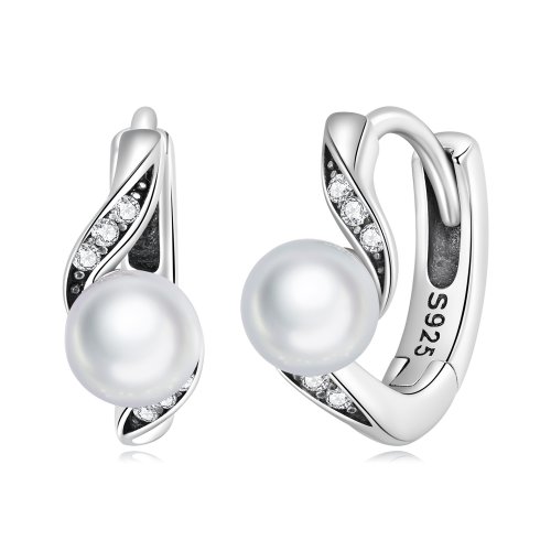 Aros de argolla con cuentas estilo Pandora de conchas - BSE710