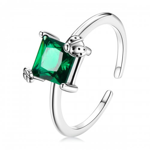 Anillo abierto de estilo Pandora con circonio verde - SCR754