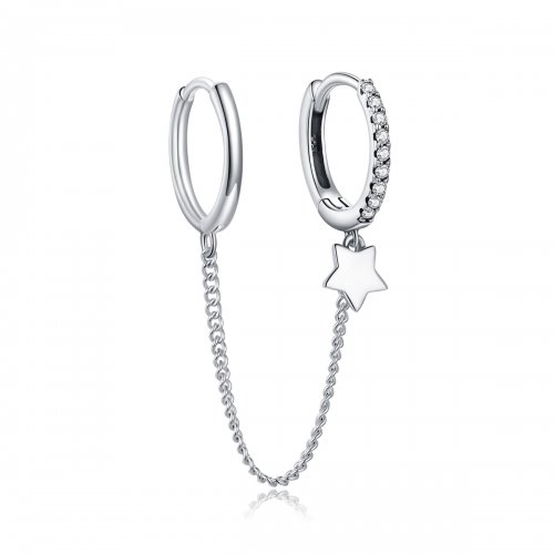 Pendientes de Plata con Colgante de Estrella Individual al Estilo Pandora - SCE914