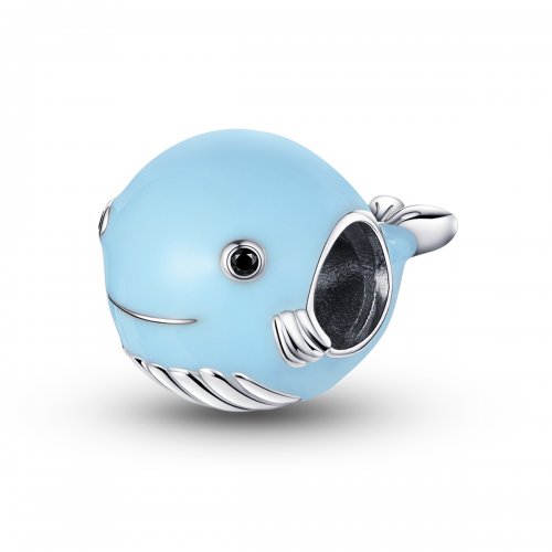Charm de Plata Estilo Pandora con Pequeña Ballena Azul - BSC250