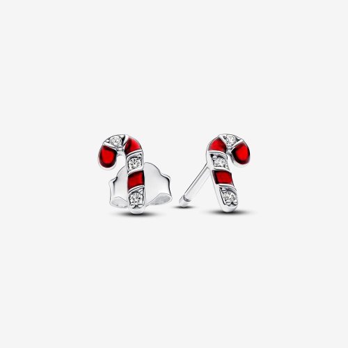 Pendientes Pandora de Botón Bastón de Caramelo Rojo brillante - 292996C01