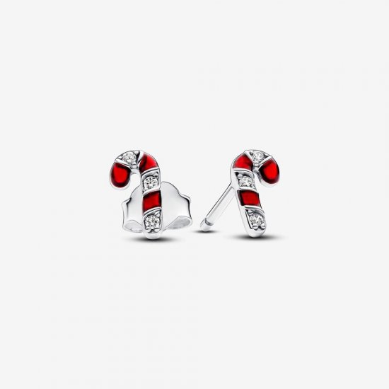 Pendientes Pandora de Botón Bastón de Caramelo Rojo brillante - 292996C01 - Haga click en la imagen para cerrar