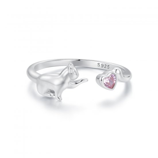 Anillo de apertura con diseño de gato estilo PANDORA - SCR1027-E - Haga click en la imagen para cerrar