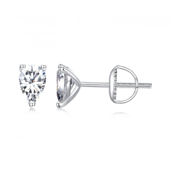Pendientes de moissanita con forma de gota de agua estilo PANDORA (dos certificados) - MSE049 - Haga click en la imagen para cerrar