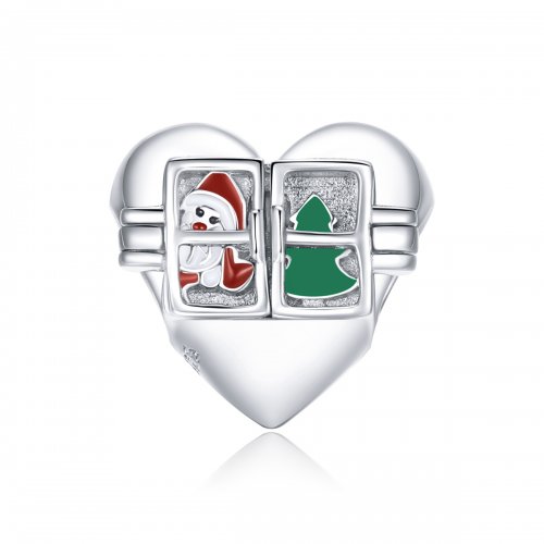 Charm de Plata Estilo Pandora con Saludos Navideños - BSC376