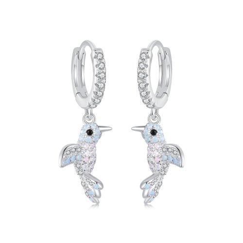 Pendientes de pájaro con incrustaciones estilo PANDORA - BSE991 Pendientes de pájaro con incrustaciones estilo PANDORA - BSE991