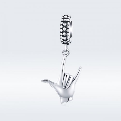 Pendiente Pandora Style Plata con Colgante de Gestos - SCC1438
