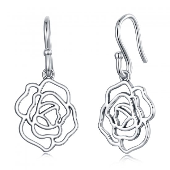 Pendientes colgantes estilo Pandora con rosas - SCE1505 - Haga click en la imagen para cerrar