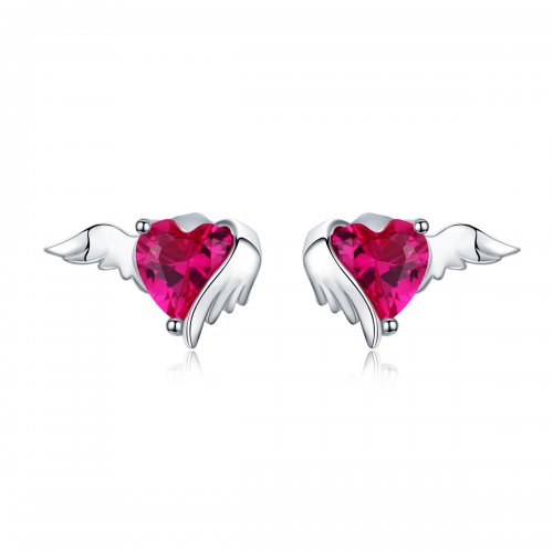 Pendientes de botón en forma de corazón plateado estilo Pandora - SCE690