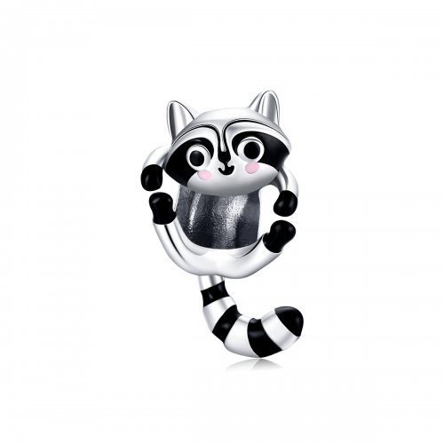 Charm de plata estilo Pandora con un lindo mapache - BSC403