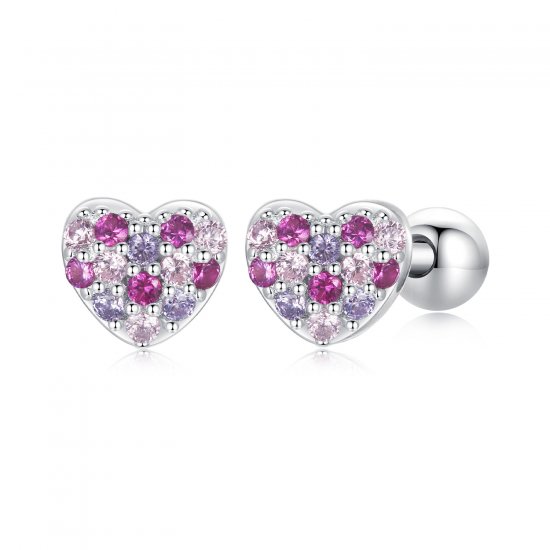 Pendientes de corazón de colores estilo PANDORA - BSE1044 - Haga click en la imagen para cerrar