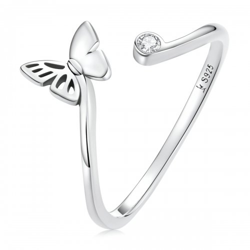 Anillo abierto estilo Pandora con mariposa - SCR772