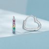 Pendientes de Aro con Corazón Arcoíris al Estilo Pandora - SCE1626-CF