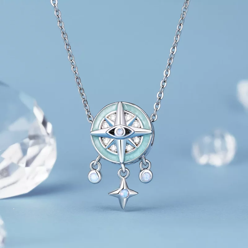 (imagen para) Amuleto estilo Pandora con forma de estrella y brújula - BSC854 - Ver 2