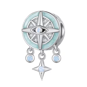 (imagen para) Amuleto estilo Pandora con forma de estrella y brújula - BSC854