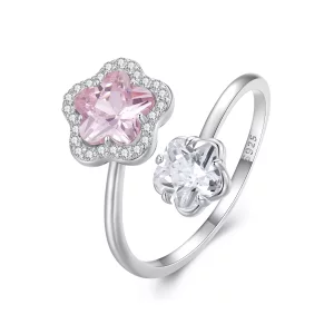 (imagen para) Anillo abierto de estilo Pandora con florecita - BSR439