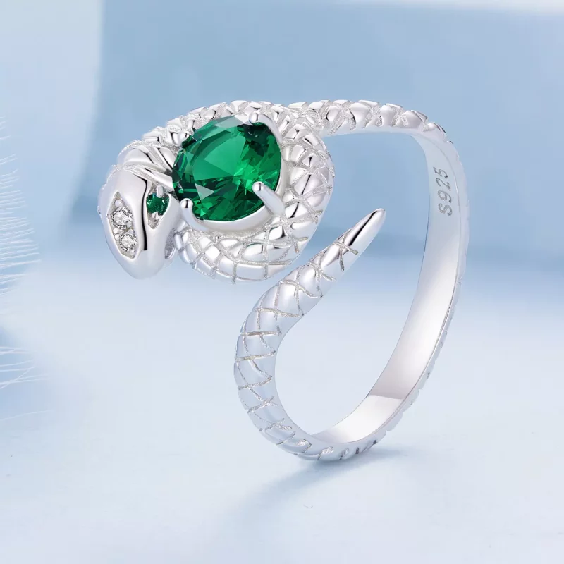 (imagen para) Anillo abierto de estilo Pandora con forma de serpiente - BSR441 - Ver 2