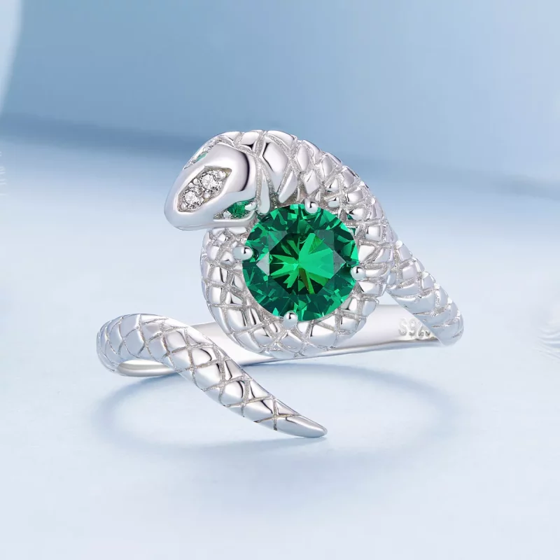 (imagen para) Anillo abierto de estilo Pandora con forma de serpiente - BSR441 - Ver 3