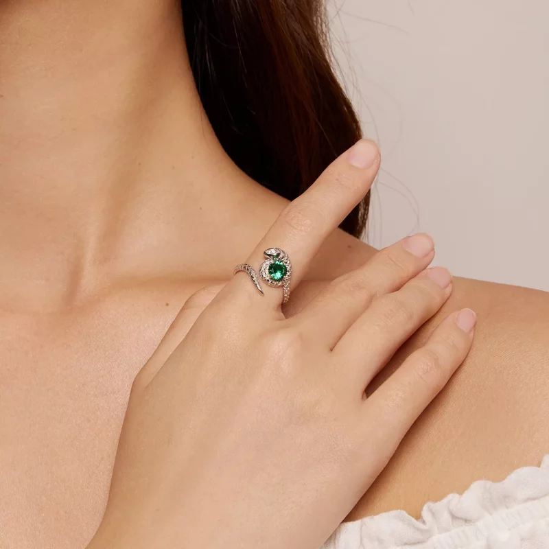 (imagen para) Anillo abierto de estilo Pandora con forma de serpiente - BSR441 - Ver 4