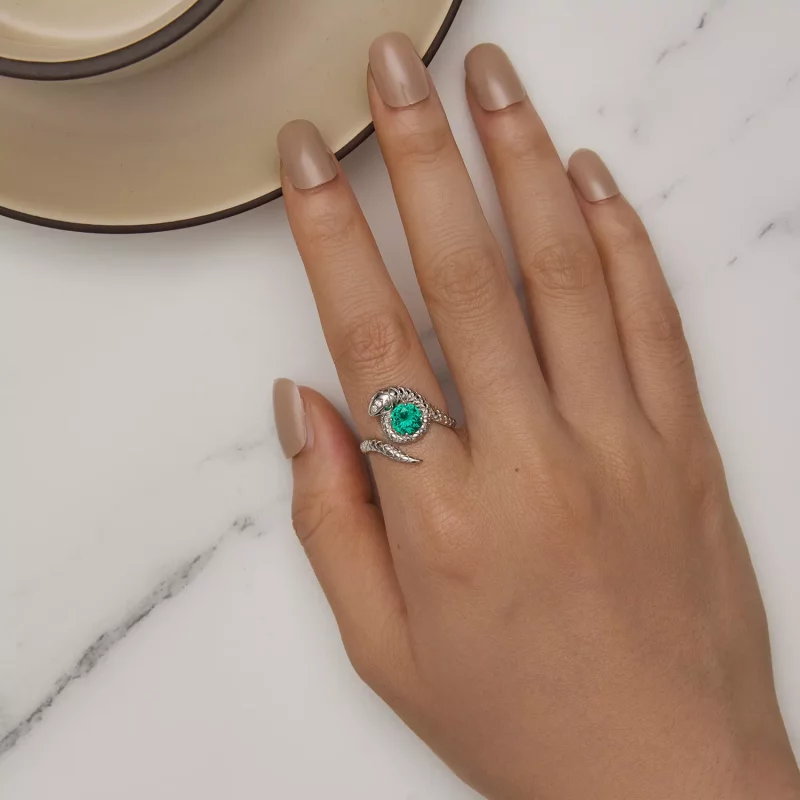 (imagen para) Anillo abierto de estilo Pandora con forma de serpiente - BSR441 - Ver 5