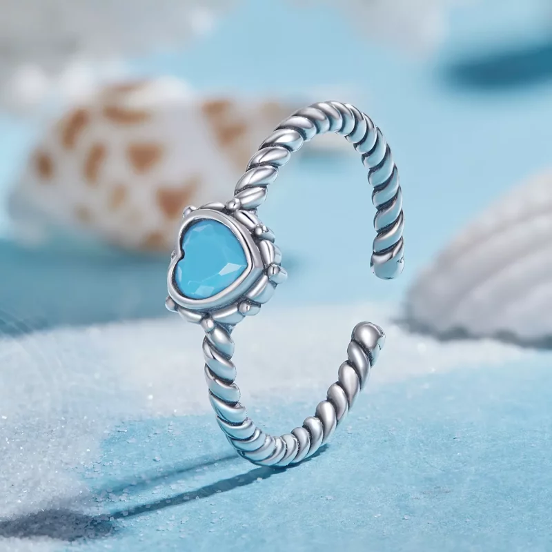 (imagen para) Anillo abierto en forma de corazón estilo Pandora - SCR927 - Ver 2