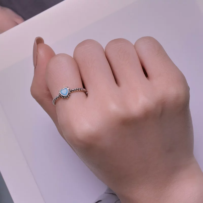 (imagen para) Anillo abierto en forma de corazón estilo Pandora - SCR927 - Ver 5