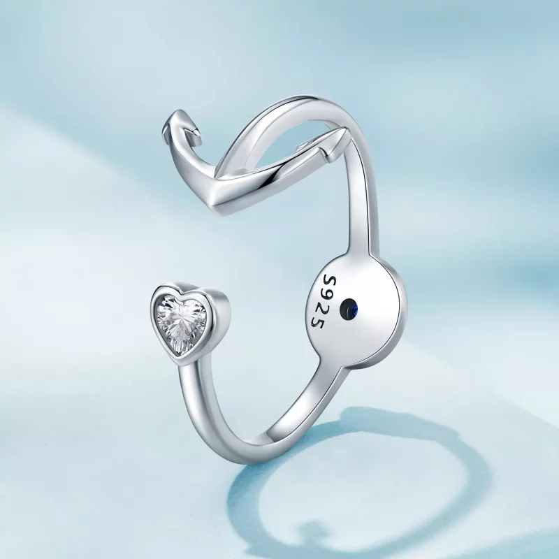 (imagen para) Anillo abierto estilo Pandora con ancla y brújula - SCR935 - Ver 2