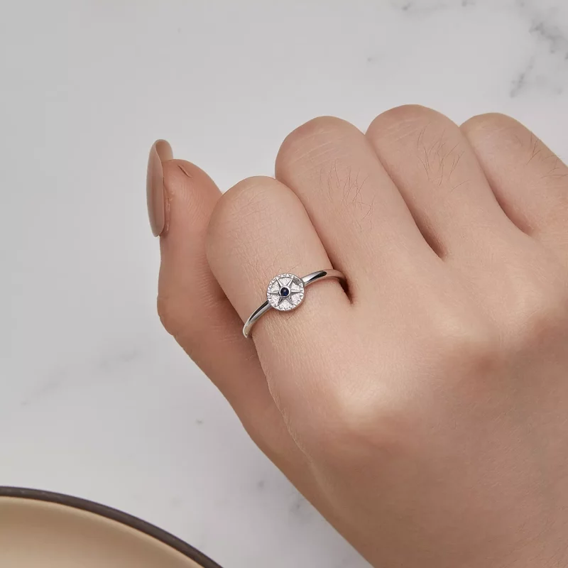 (imagen para) Anillo abierto estilo Pandora con ancla y brújula - SCR935 - Ver 10