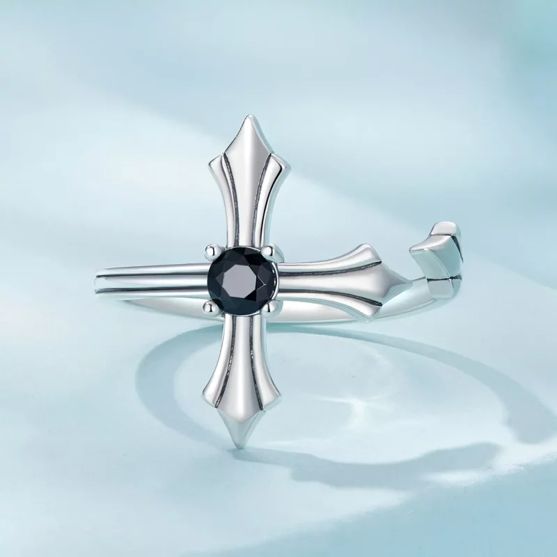 (imagen para) Anillo abierto estilo Pandora con cruz - SCR939 - Ver 3