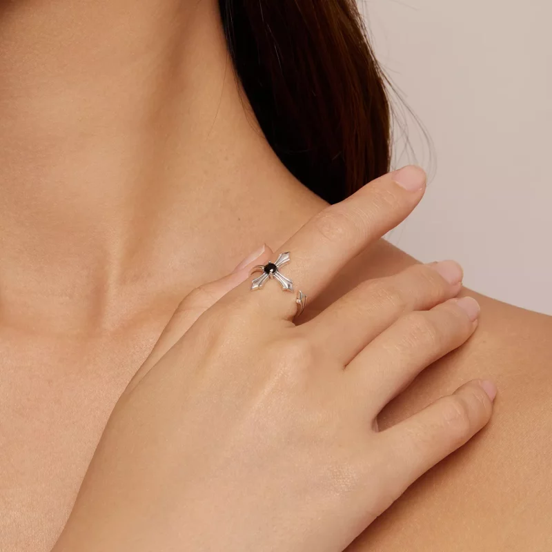 (imagen para) Anillo abierto estilo Pandora con cruz - SCR939 - Ver 4
