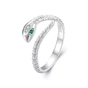 (imagen para) Anillo abierto estilo Pandora con diseño de serpiente - BSR440