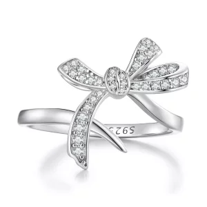 (imagen para) Anillo abierto estilo Pandora con moño - BSR435