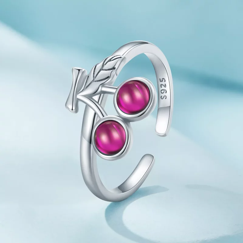 (imagen para) Anillo Abierto Estilo Pandora de Cereza - SCR936 - Ver 2