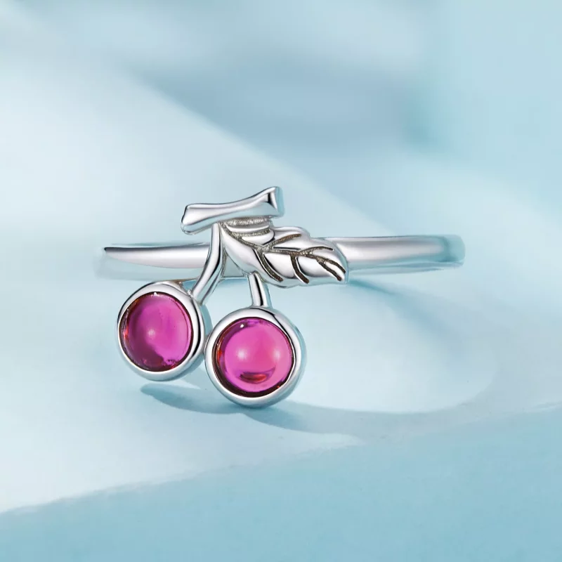 (imagen para) Anillo Abierto Estilo Pandora de Cereza - SCR936 - Ver 3
