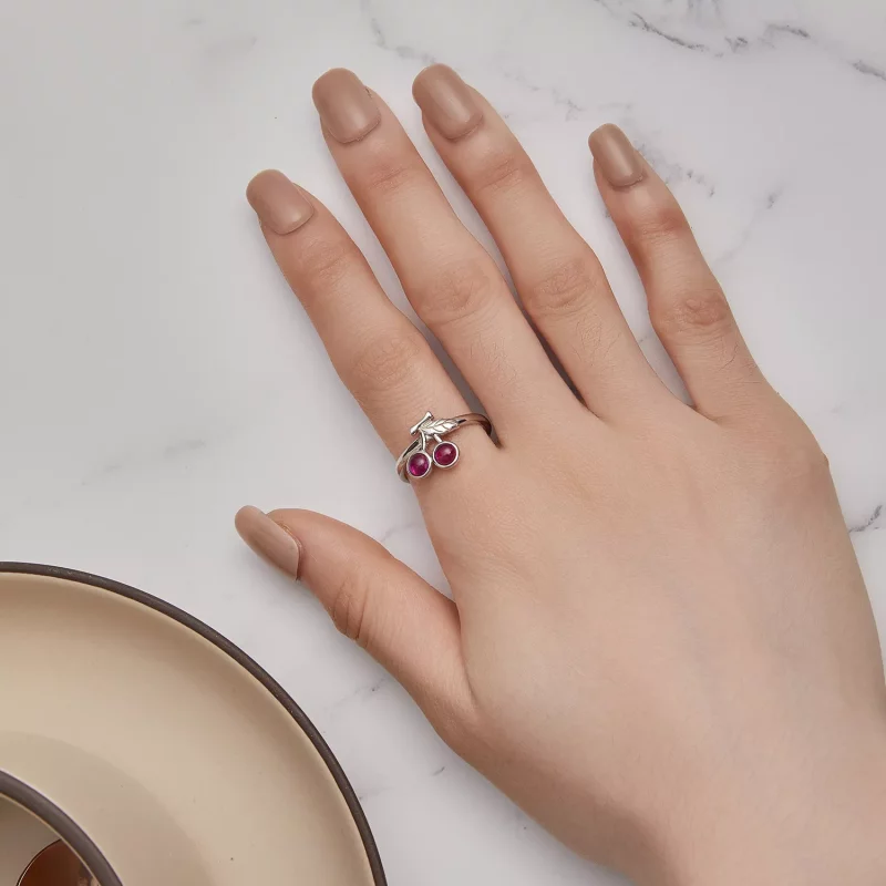 (imagen para) Anillo Abierto Estilo Pandora de Cereza - SCR936 - Ver 5