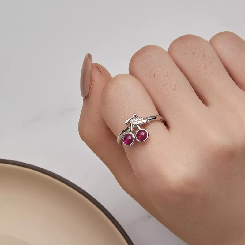 (imagen para) Anillo Abierto Estilo Pandora de Cereza - SCR936 - Ver 6