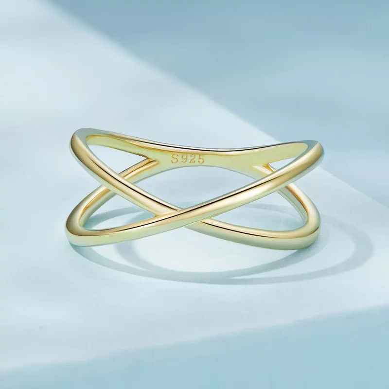 (imagen para) Anillo cruzado estilo Pandora chapado en oro - SCR543-B - Ver 3