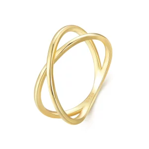 (imagen para) Anillo cruzado estilo Pandora chapado en oro - SCR543-B