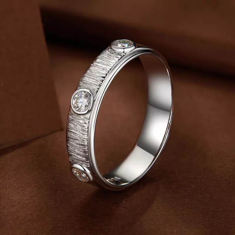 (imagen para) Anillo de banda Moissanite delicado estilo Pandora para hombre - MSR032 - Ver 2