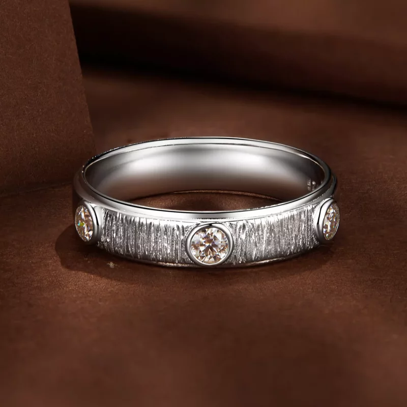 (imagen para) Anillo de banda Moissanite delicado estilo Pandora para hombre - MSR032 - Ver 3