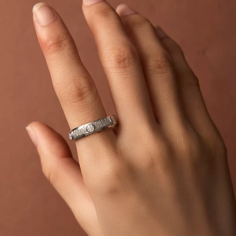 (imagen para) Anillo de banda Moissanite delicado estilo Pandora para hombre - MSR032 - Ver 6