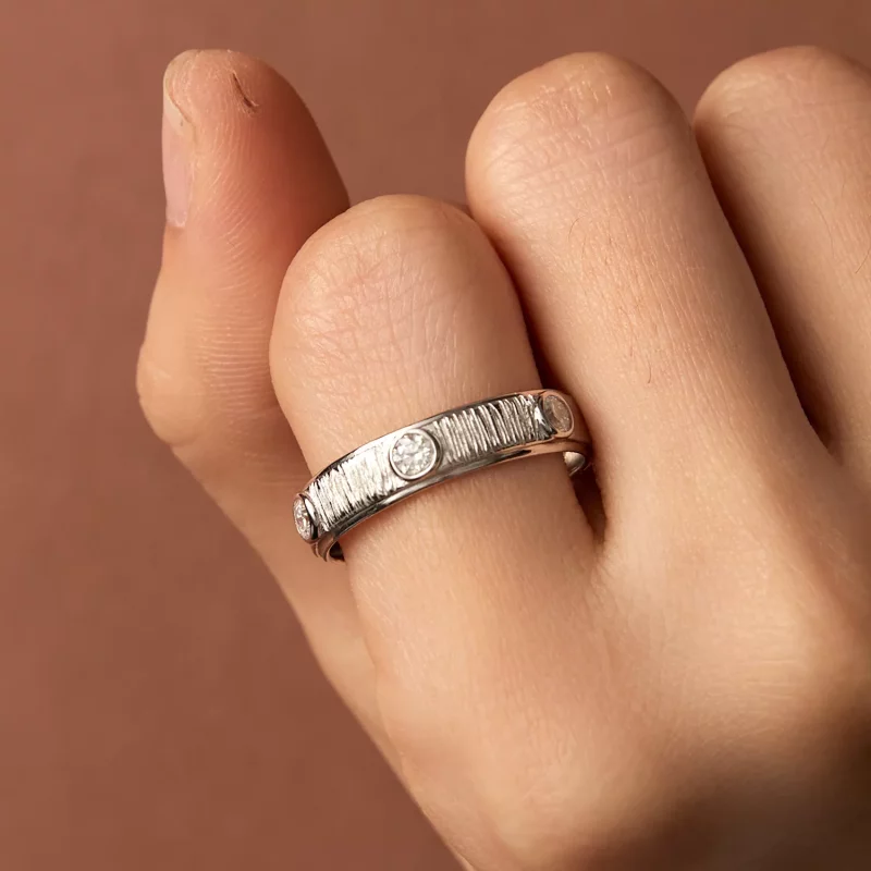 (imagen para) Anillo de banda Moissanite delicado estilo Pandora para hombre - MSR032 - Ver 7
