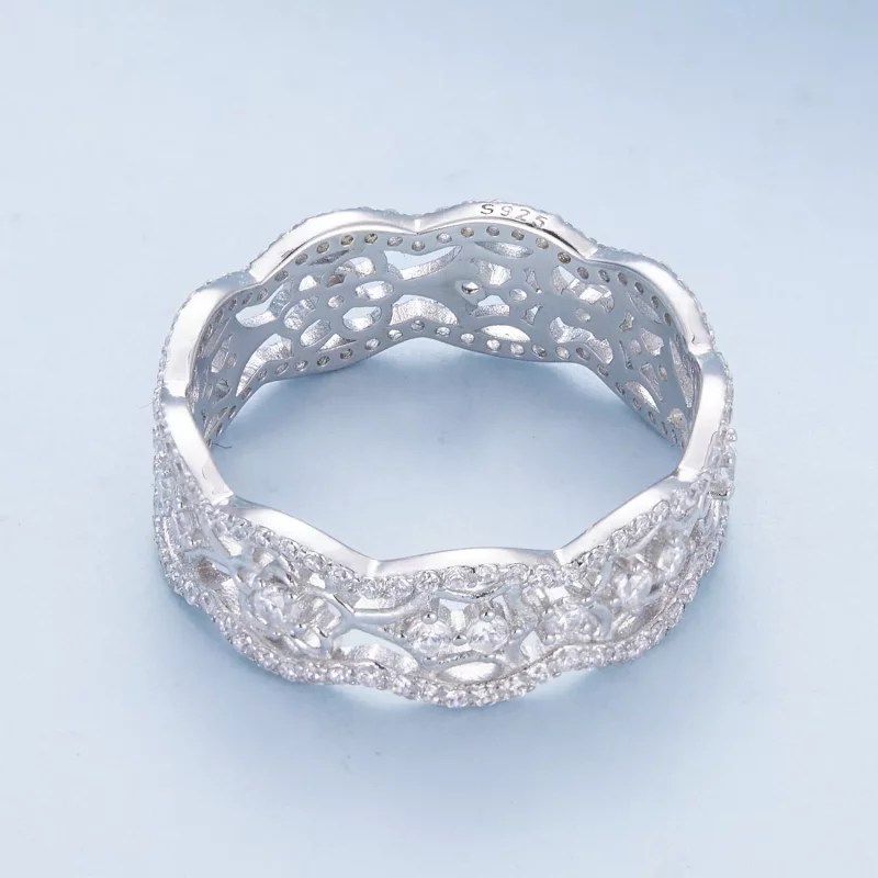 (imagen para) Anillo de corte de encaje de flor de camelia con circonita estilo Pandora - BSR4 - Ver 3