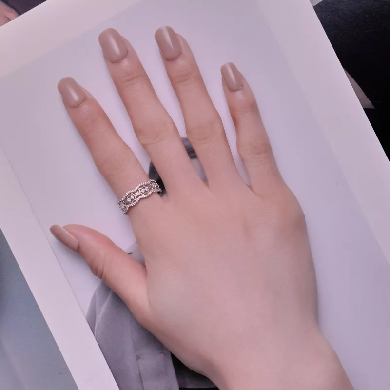 (imagen para) Anillo de corte de encaje de flor de camelia con circonita estilo Pandora - BSR4 - Ver 5