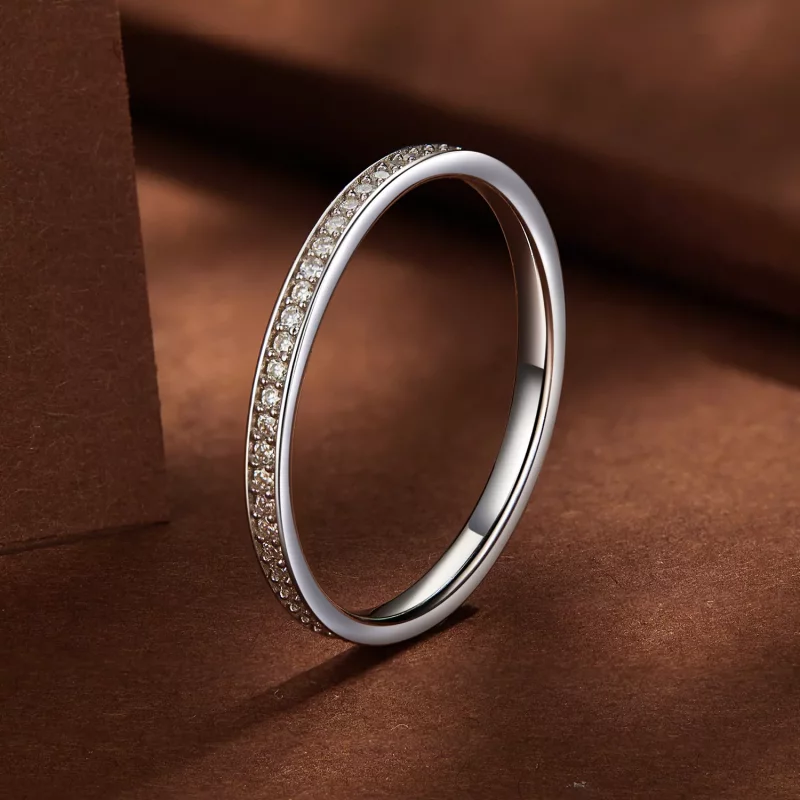 (imagen para) Anillo de Moissanita con estilo Pandora y pavé - MSR030 - Ver 2